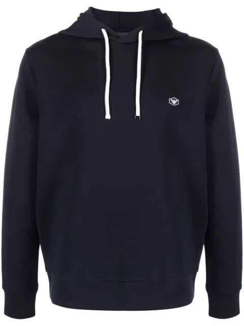 Emporio Armani long-sleeved logo patch hoodie