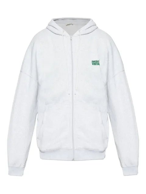 American Vintage logo-embroidered zip-up hoodie