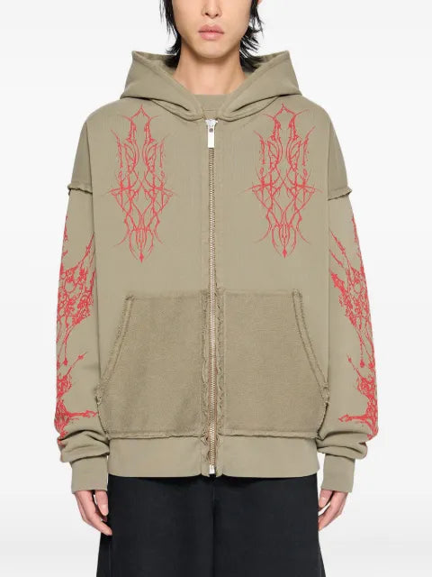 44 LABEL GROUP Ewigkeit graphic zip fleece hoodie