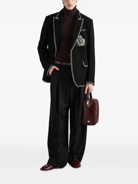 Dolce & Gabbana tweed single-breasted jacket with embroidery