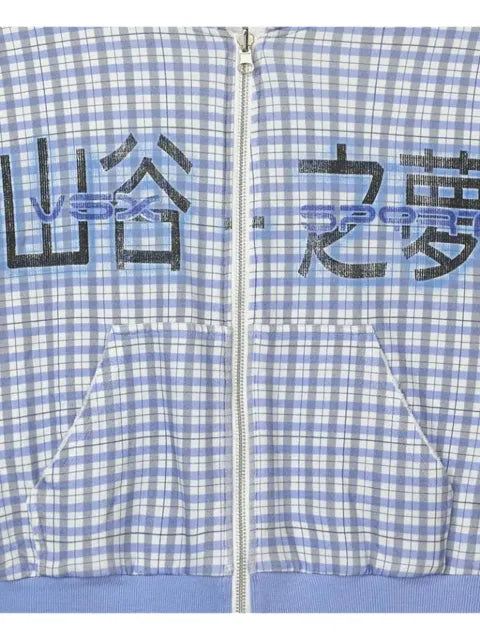 Vale check-print zip-up hoodie