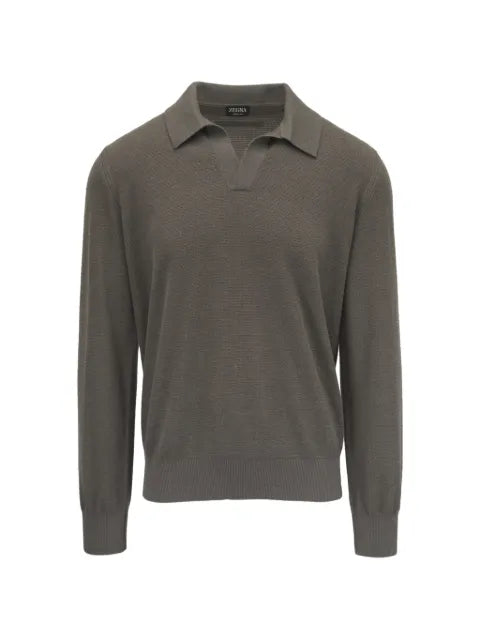 Zegna fine-knit polo-collar sweater