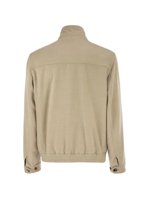 Brunello Cucinelli virgin wool beaver cloth Chevron bomber jacket