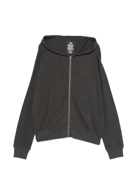 Stüssy waffle-knit zip-up thermal hoodie