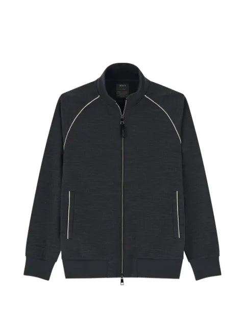 Boggi Milano full-zip sweatshirt in wool-blend diagonal