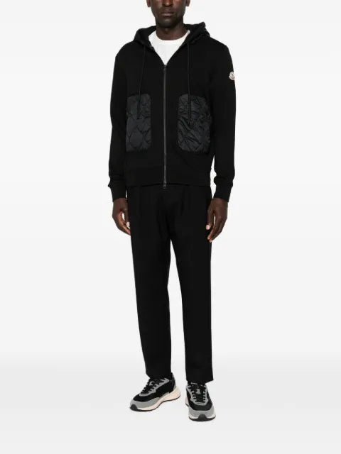 Moncler diamond quilted cotton blend zip-up hoodie