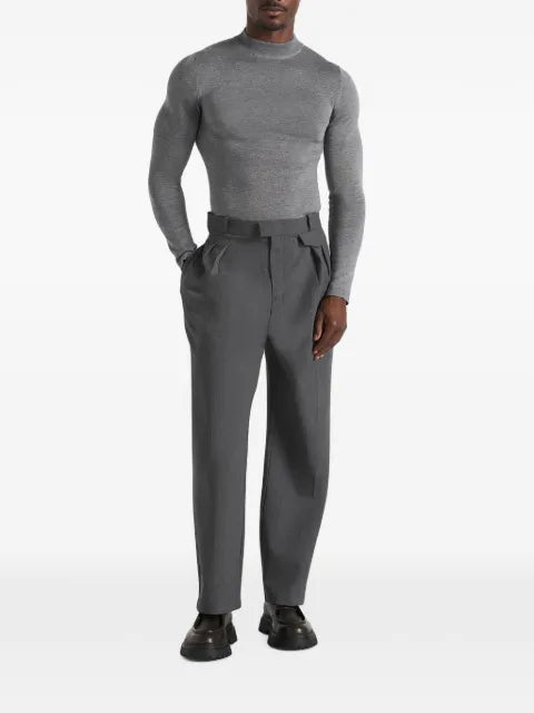 Manière De Voir KW003 in grey fitted mock neck wool-blend jumper
