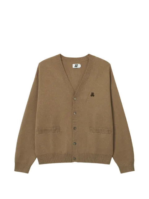 izzue logo-embroidered V-neck cardigan