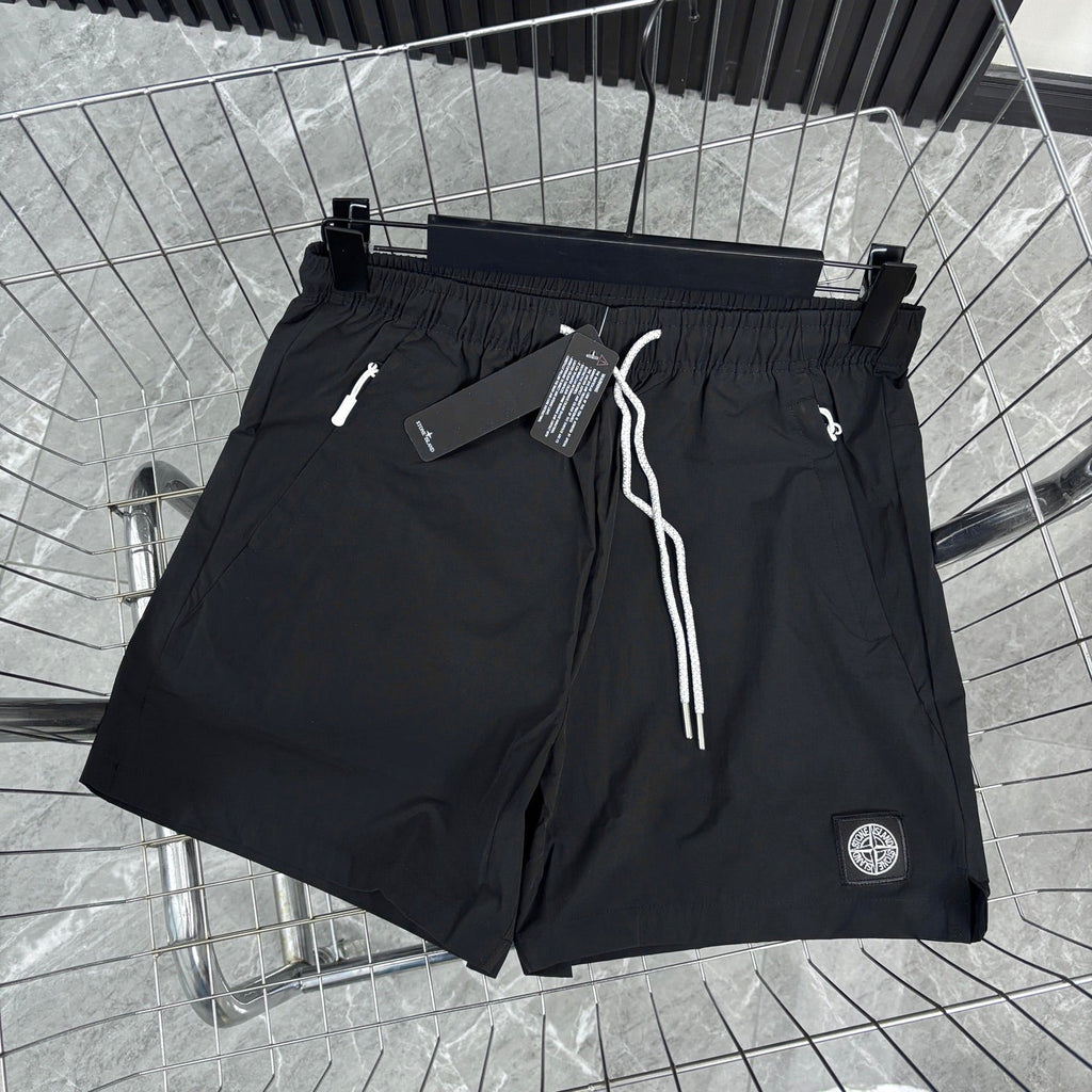 Stone Island Quick-Dry Athletic Shorts with Contrast Drawstring and Compass Badge