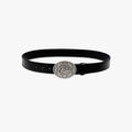 Baroque Oval Buckle Leather Belt Vintage Engraved Waist Belt