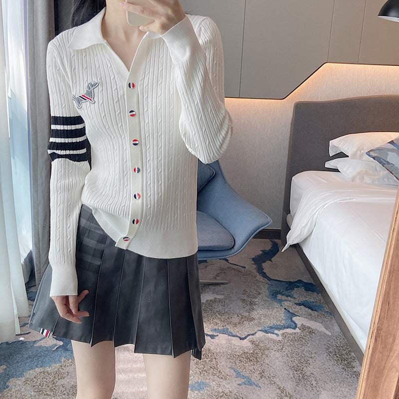 Thom Browne polo neck long sleeve sweater