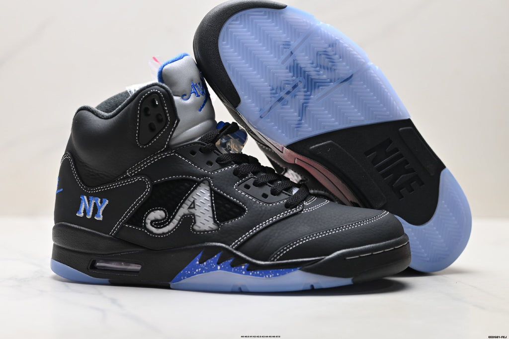 Air Jordan 5 Retro Black Royal Blue White Sneakers