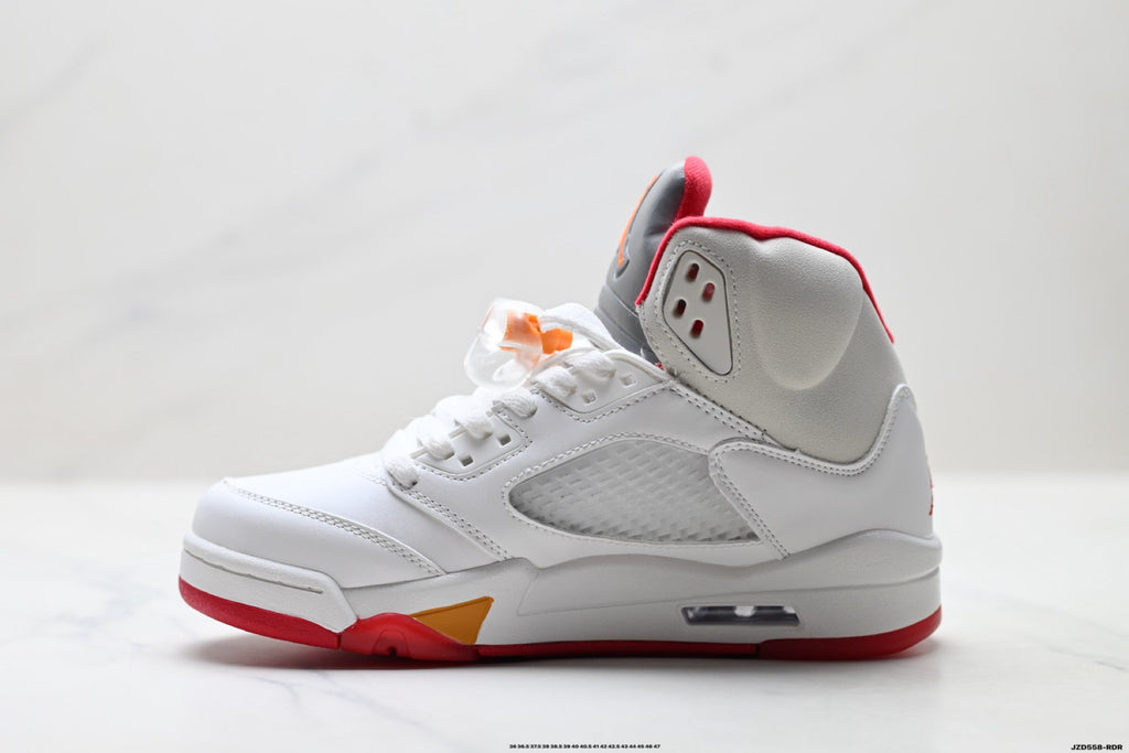 Air Jordan 5 Retro White Orange Red Sneakers