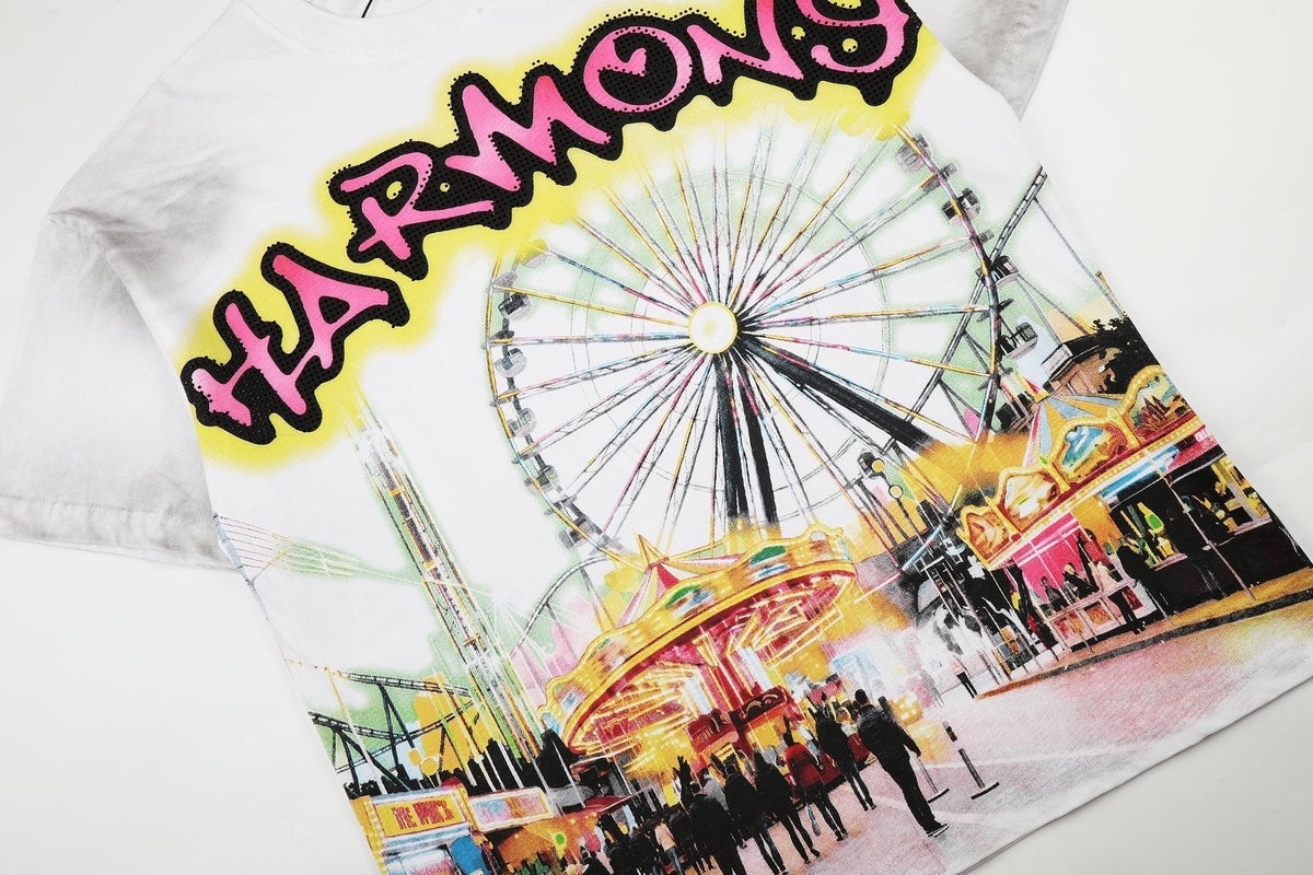 HARMONY Washed White Front & Back Graphic T-Shirt