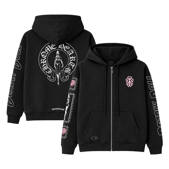Chrome Hearts Deadly Doll Zip-up Hoodie Black