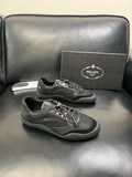 Prada Men's Black and Charcoal Low-Top Sneakers