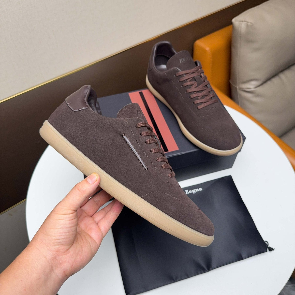 Zegna Suede Low-Top Sneakers