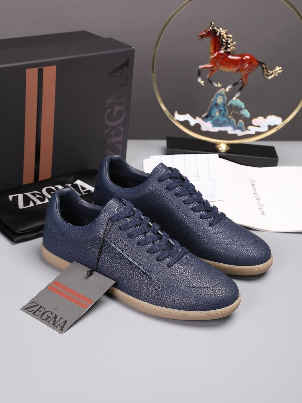Zegna Men's Textured Leather Sneakers