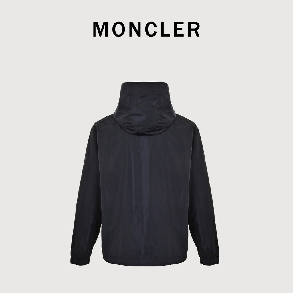Moncler Chest Logo Embroidered Letter Tape Hooded Zip-Up Jacket