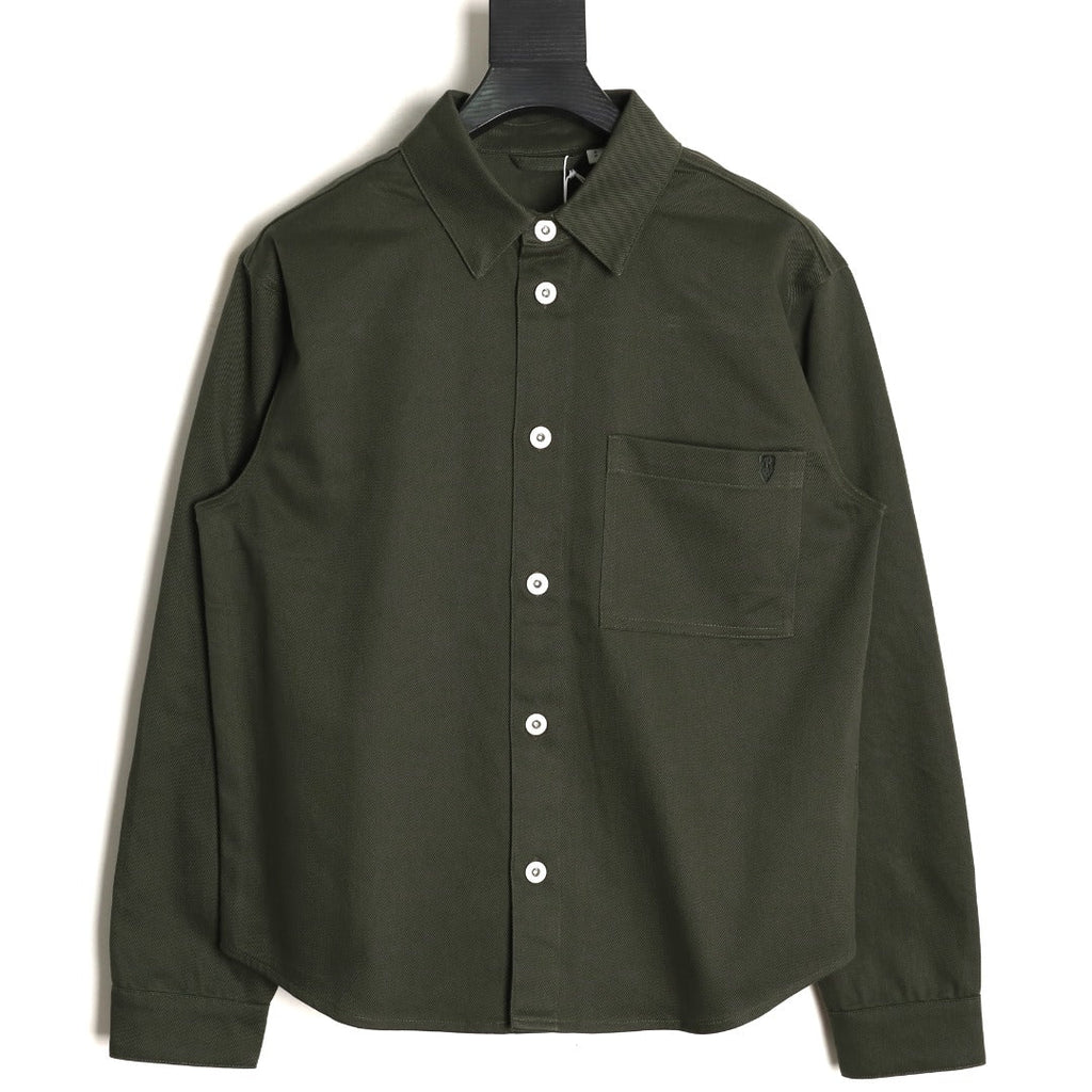 Burberry Shield-Detail Denim Shirt Jacket - Olive
