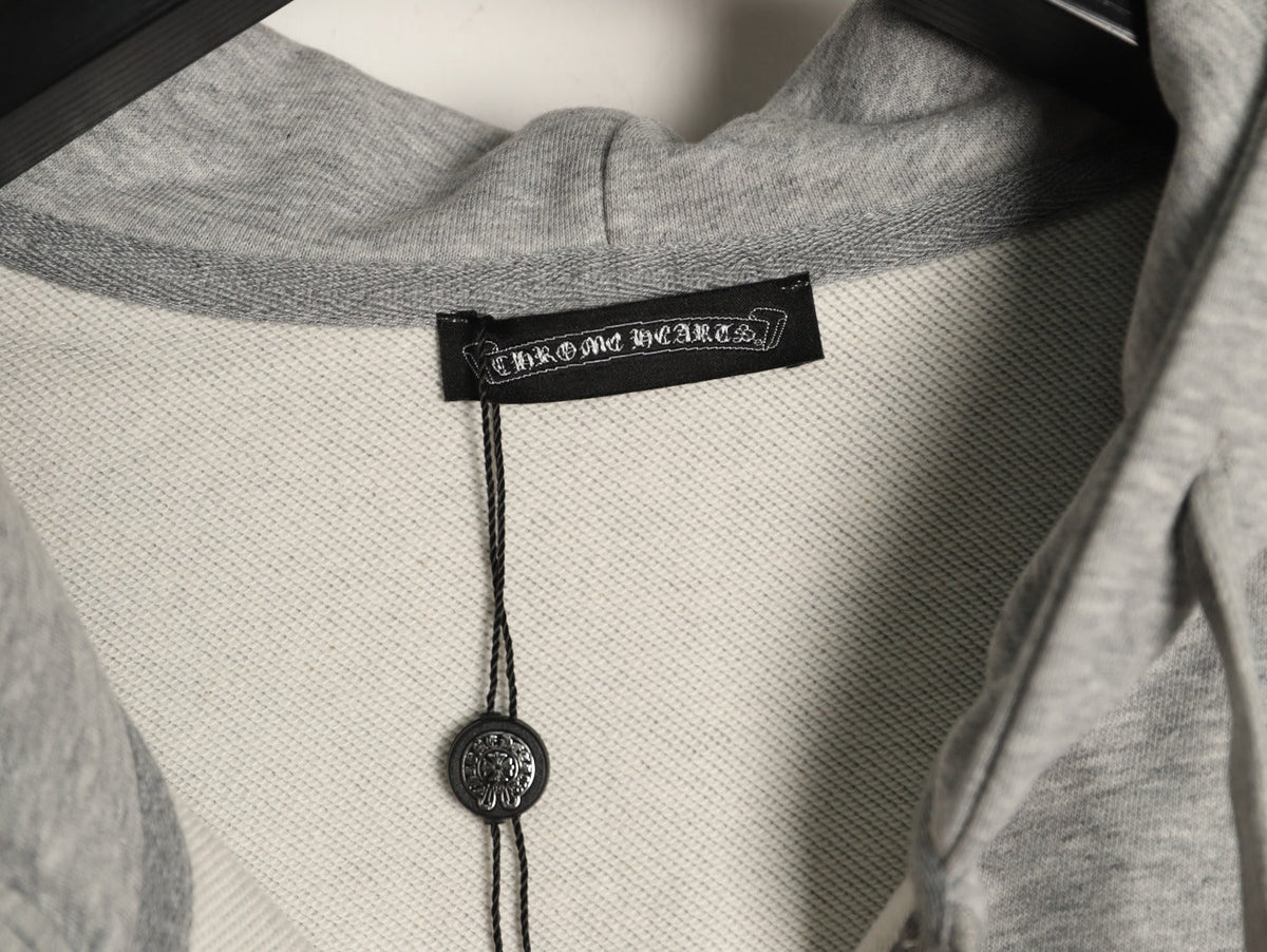 Chrome Hearts Horseshoe and Gothic-Lettering Zip Hoodie - Light Gray